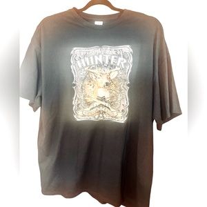 Men's Black Graphic Short Sleeve T-shirt With A Deer And Saying Size 3XL